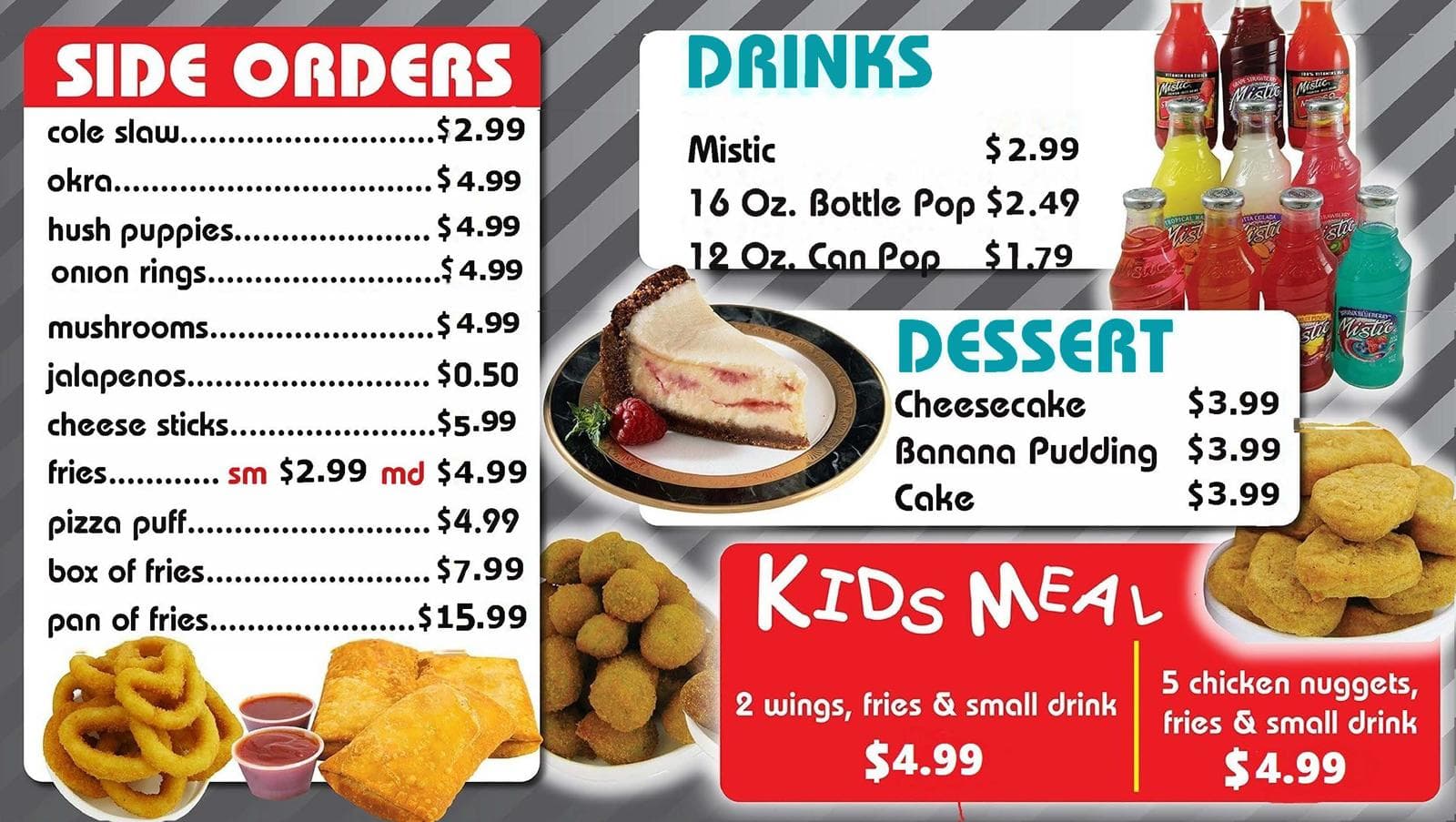 Side Orders & Drinks Menu