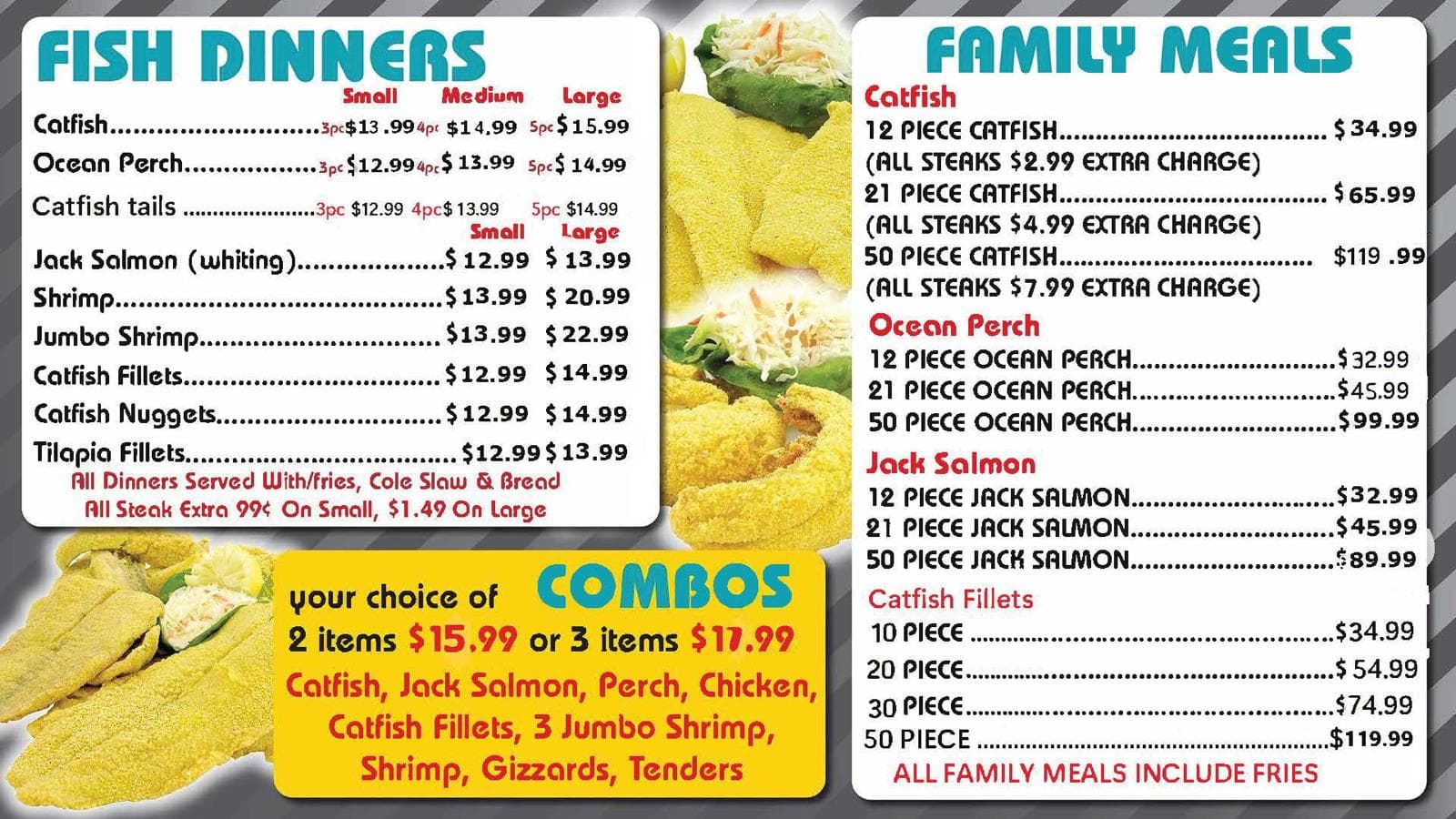 Fish Dinners & Family Meals Menu